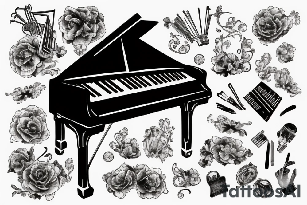 a pianist playing a grand piano tattoo idea