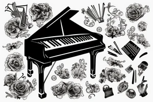 a pianist playing a grand piano tattoo idea