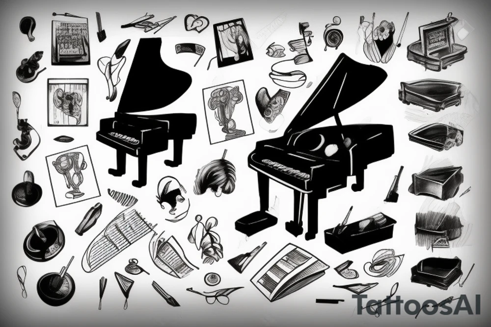 a pianist playing a grand piano tattoo idea