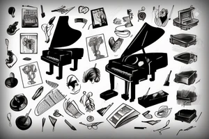 a pianist playing a grand piano tattoo idea