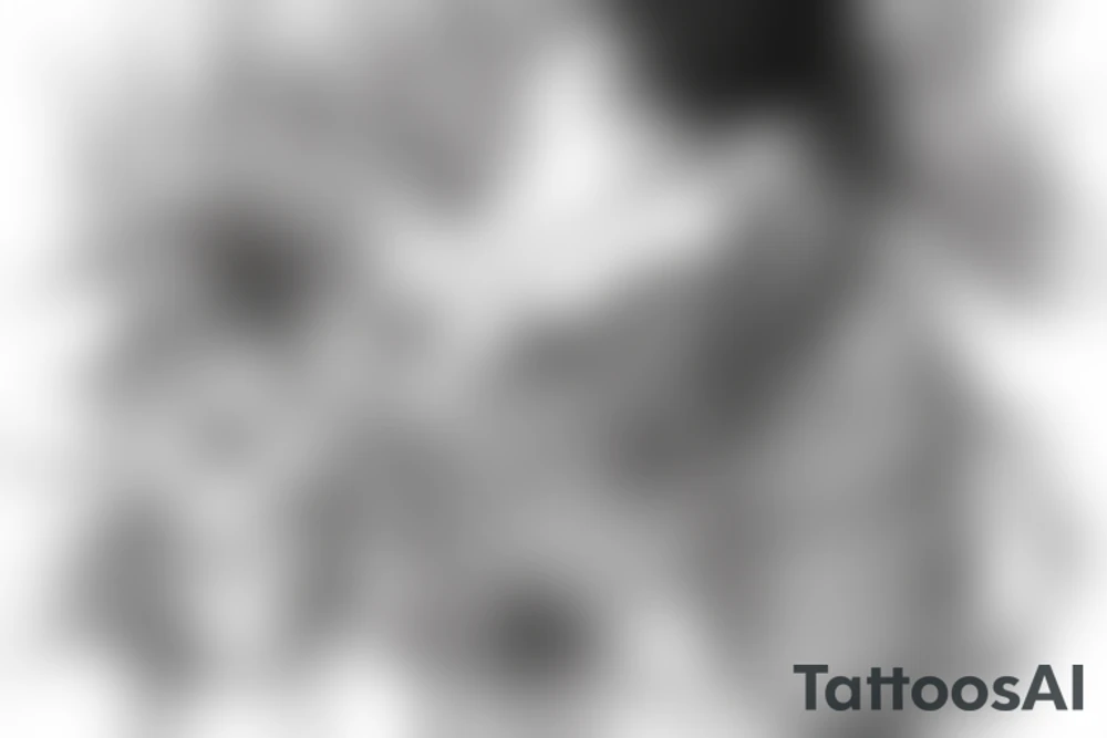 a woman in a long dress surrounded with red spider lilies tattoo idea