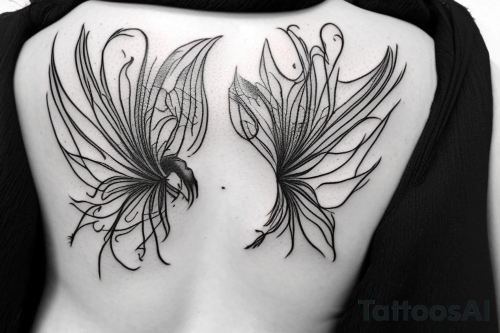 a woman in a long dress surrounded with red spider lilies tattoo idea