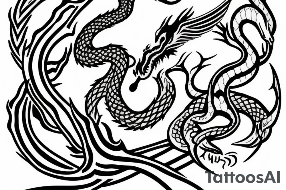rod of asclepius with a dragon instead of a snake tattoo idea