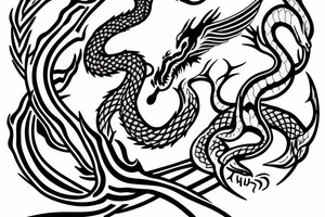 rod of asclepius with a dragon instead of a snake tattoo idea
