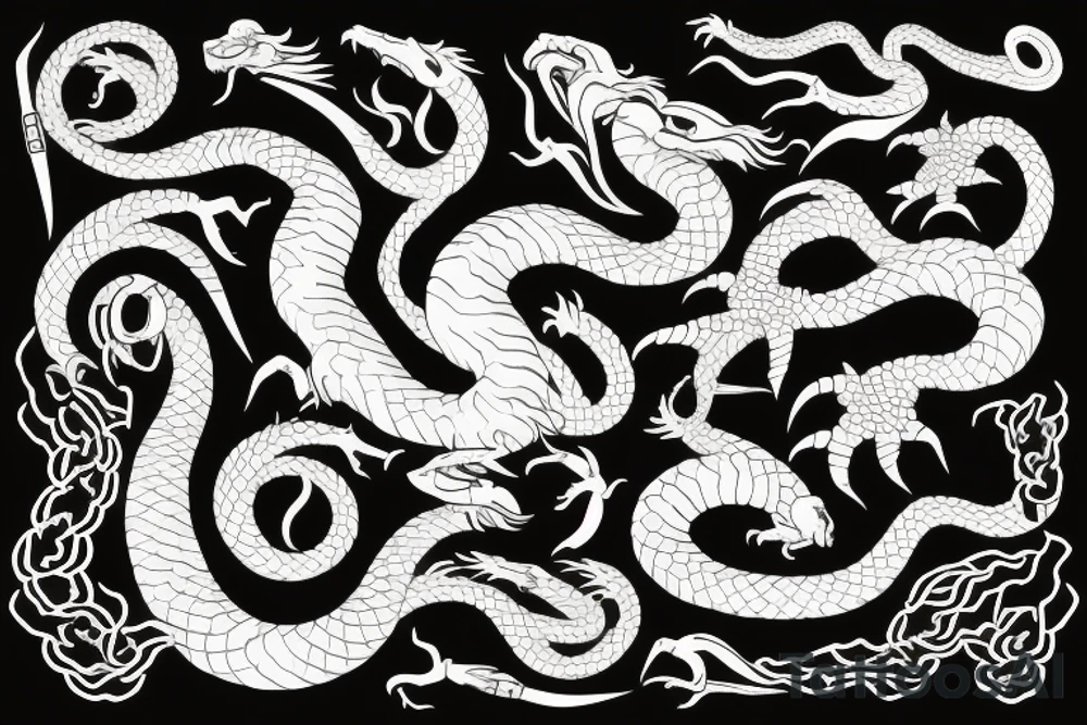 rod of asclepius with a dragon instead of a snake tattoo idea