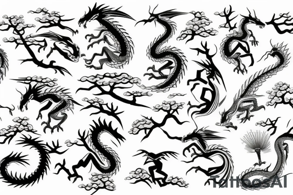 dragon wrapped around a tree tattoo idea