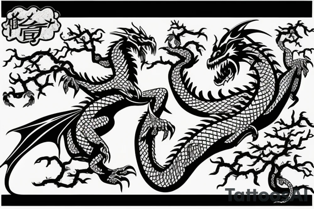 dragon wrapped around a tree tattoo idea