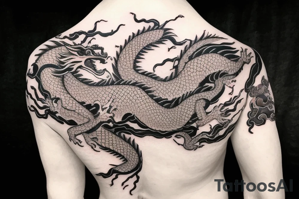 asian dragon wrapped around a tree tattoo idea