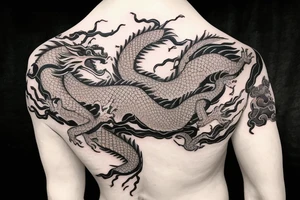 asian dragon wrapped around a tree tattoo idea