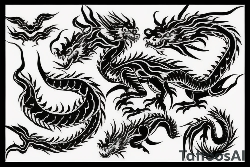 asian dragon wrapped around a tree tattoo idea