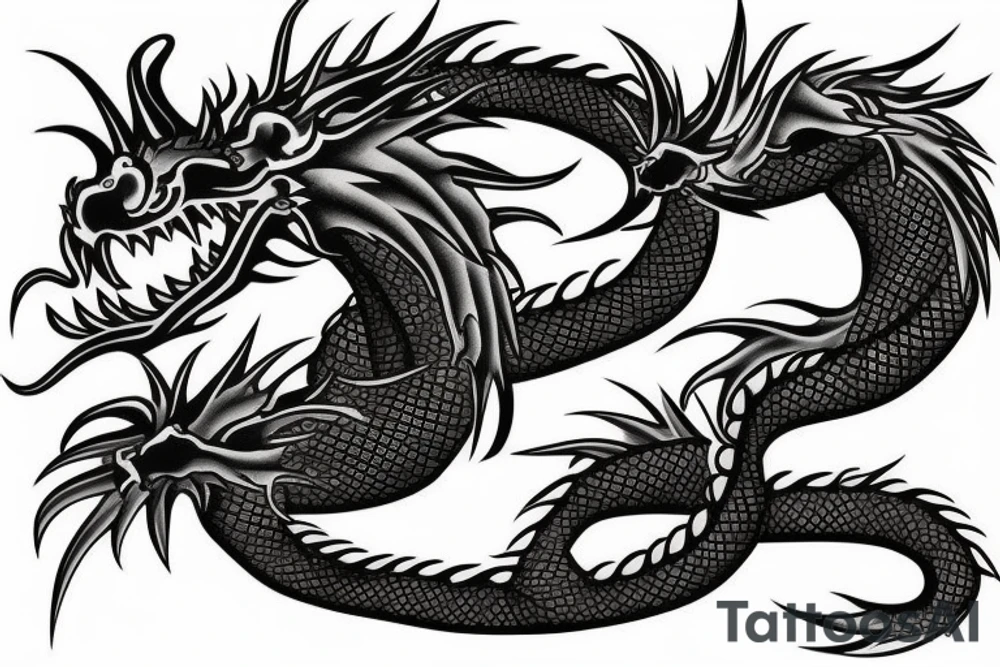 asian dragon wrapped around a tree tattoo idea
