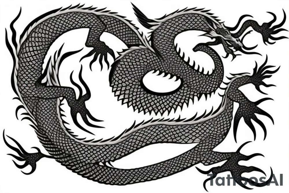 asian dragon wrapped around a wisteria tree tattoo idea