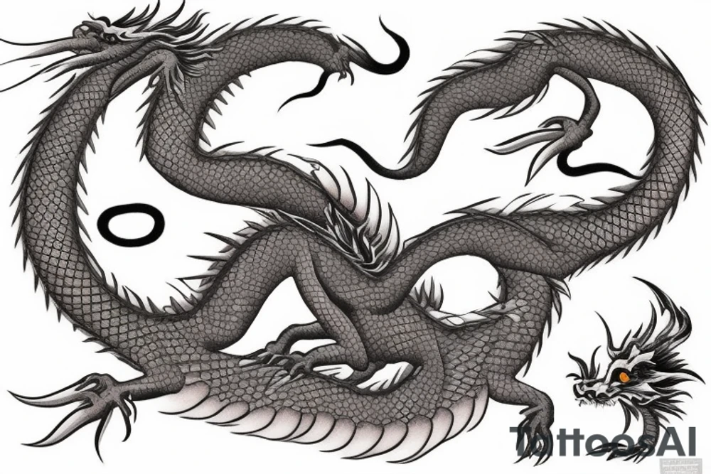 asian dragon wrapped around a wisteria tree tattoo idea