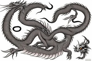 asian dragon wrapped around a wisteria tree tattoo idea