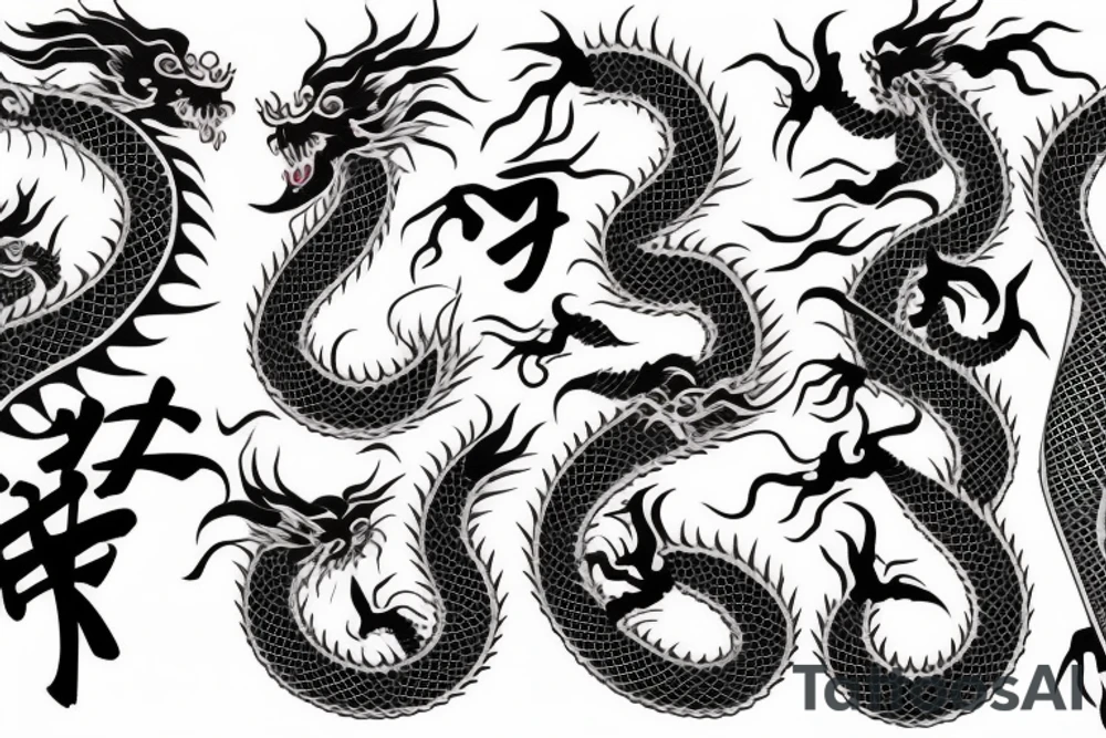chinese dragon half sleeve tattoo idea