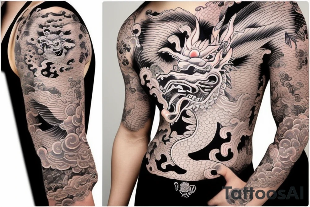 chinese dragon half sleeve tattoo idea