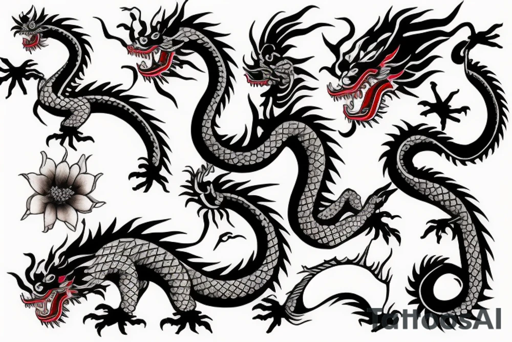chinese dragon half sleeve tattoo idea
