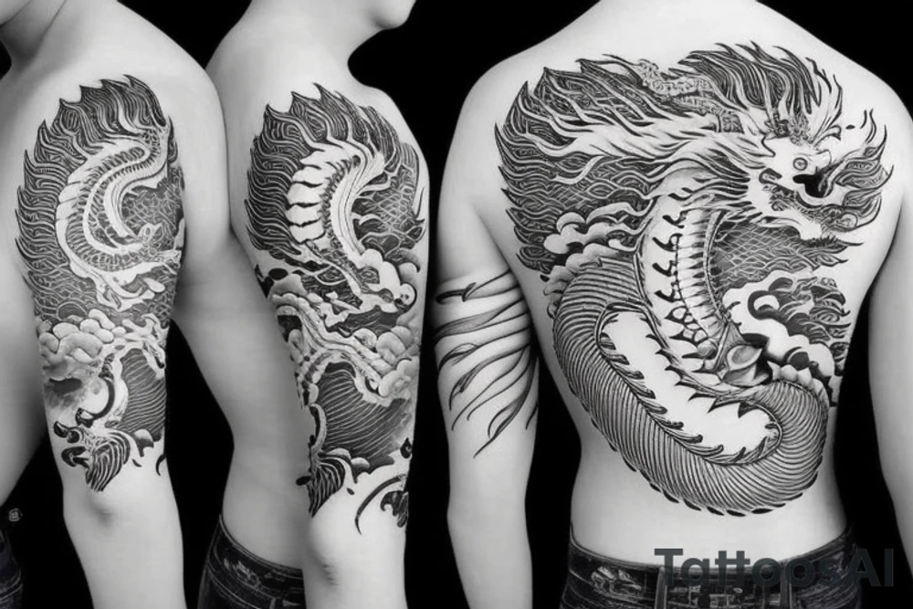 chinese dragon half sleeve tattoo idea