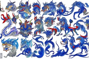 qilin blue tattoo idea