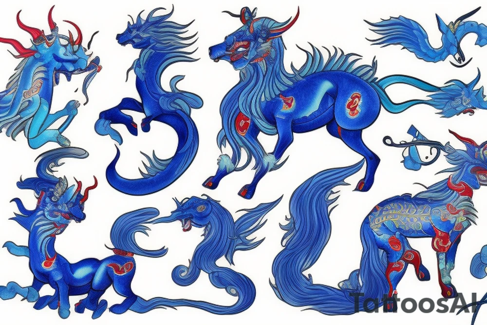 qilin blue tattoo idea