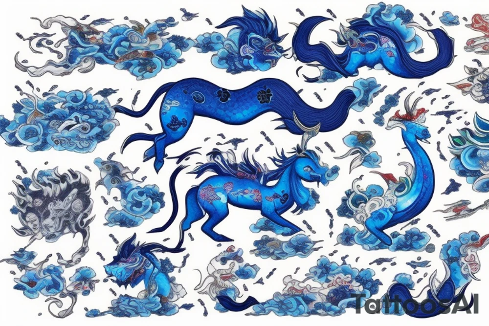 qilin blue tattoo idea