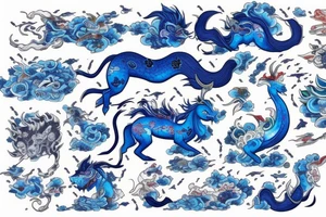 qilin blue tattoo idea