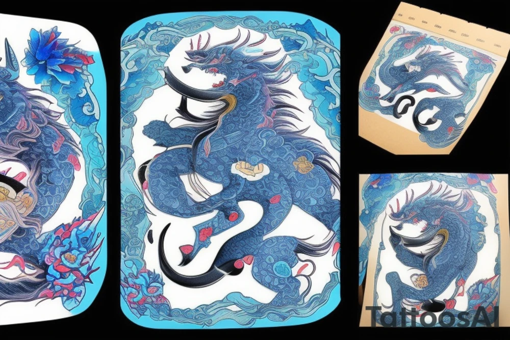 qilin blue tattoo idea