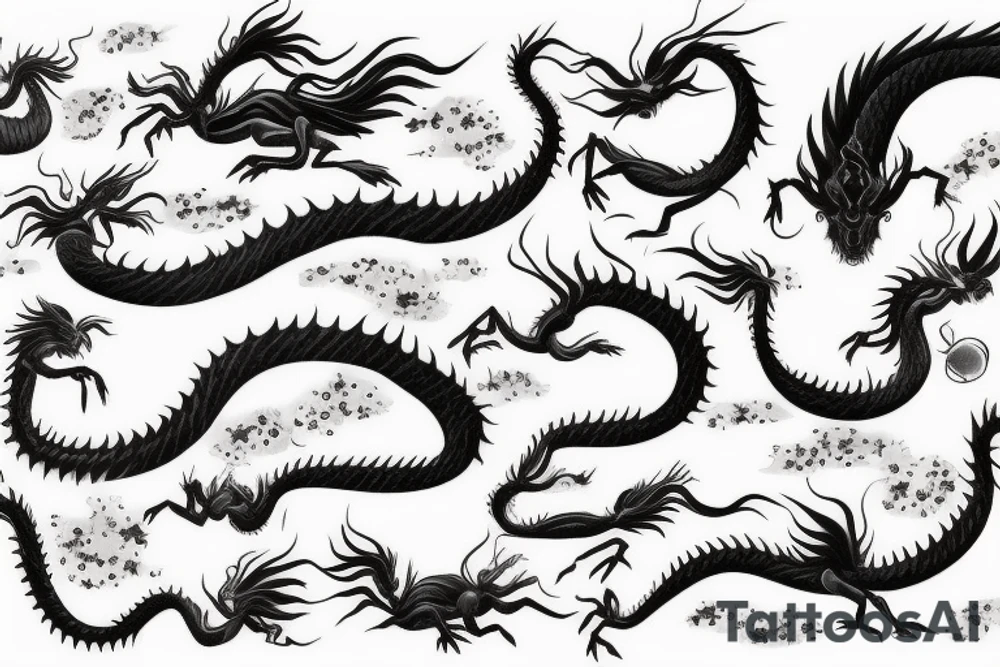 majestic long dragon tattoo idea