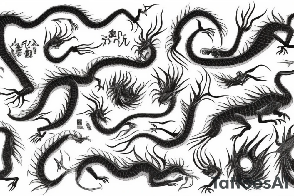 majestic long dragon tattoo idea