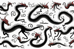 majestic long dragon with flames tattoo idea