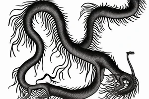 majestic long dragon around a tree tattoo idea