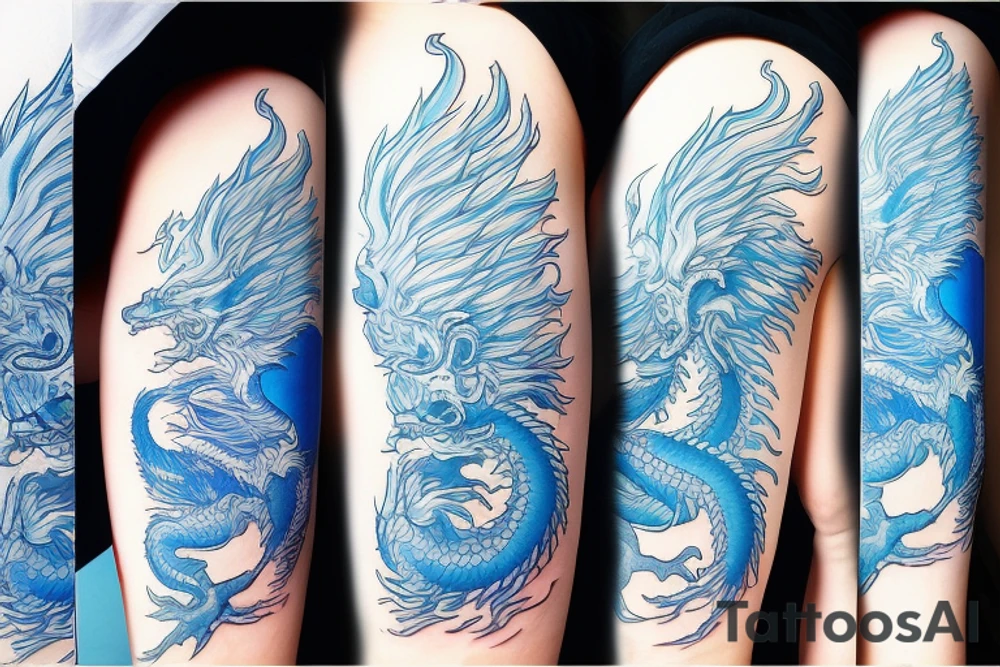 azure dragon wrapped around a staff tattoo idea