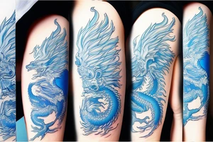 azure dragon wrapped around a staff tattoo idea