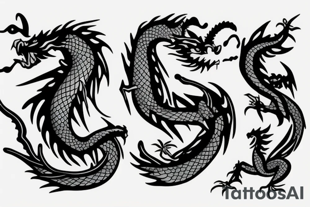 azure dragon wrapped around a staff tattoo idea