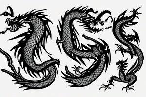 azure dragon wrapped around a staff tattoo idea