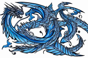 azure dragon wrapped around a staff tattoo idea