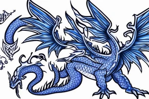 azure dragon wrapped around a staff tattoo idea