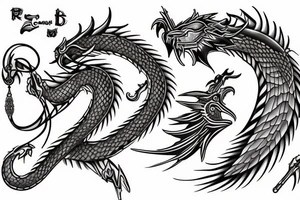 azure dragon rod of asclepius tattoo idea