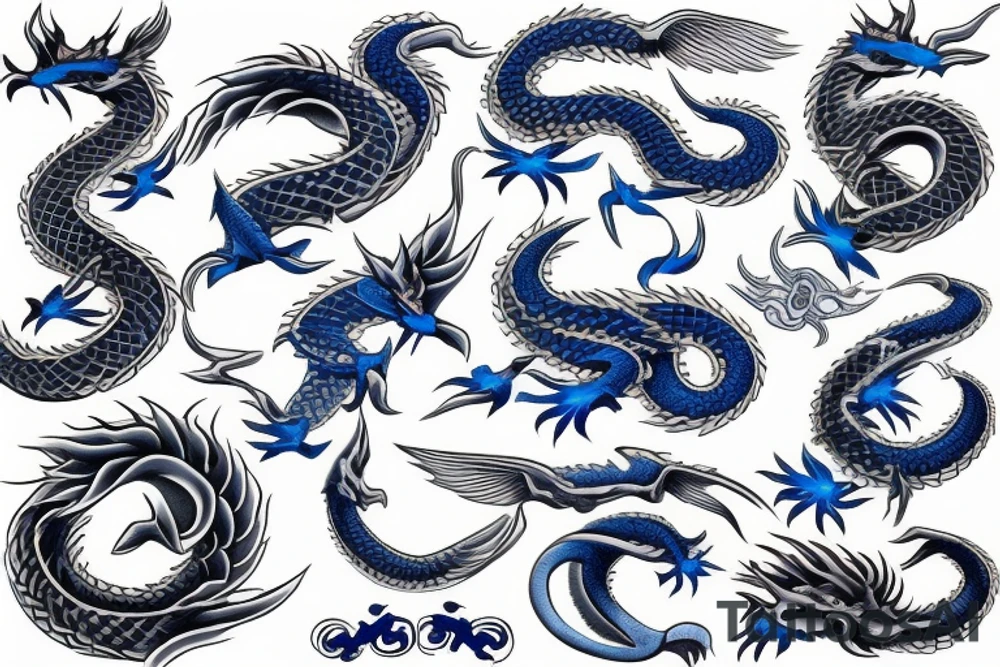 azure dragon rod of asclepius tattoo idea