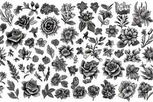 Old school flowers tattoo idea