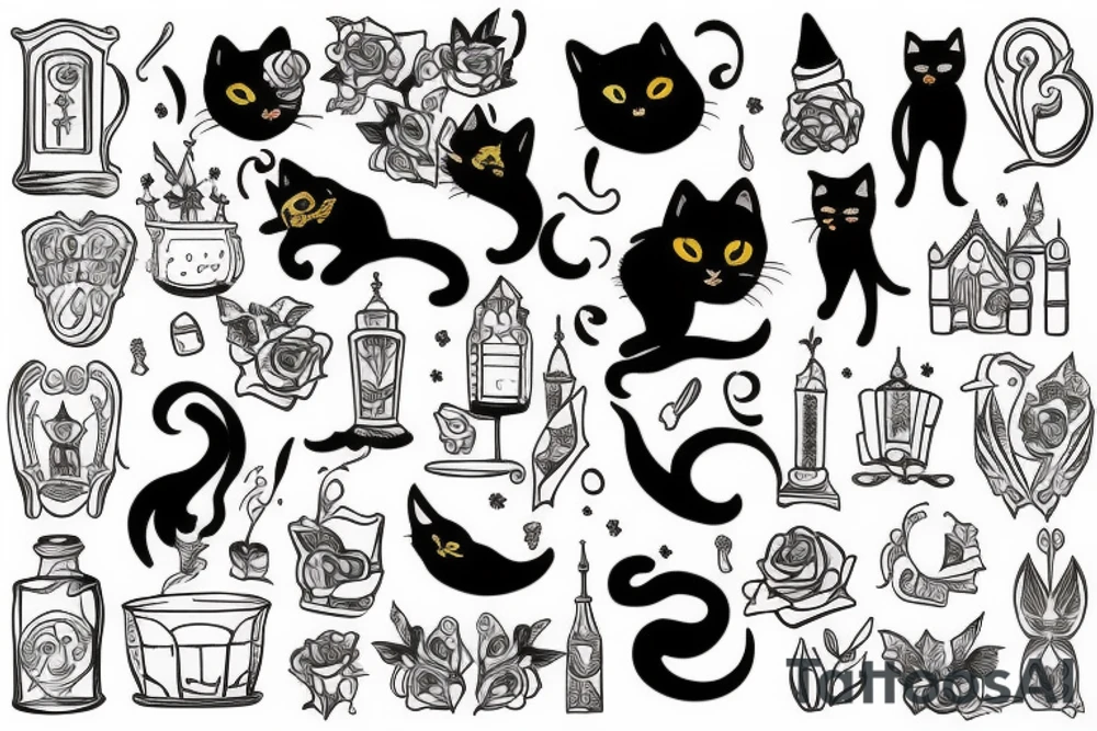 Good witch with black cat tattoo idea