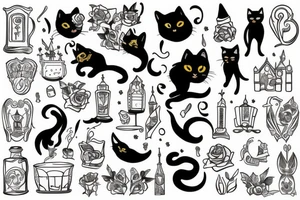 Good witch with black cat tattoo idea