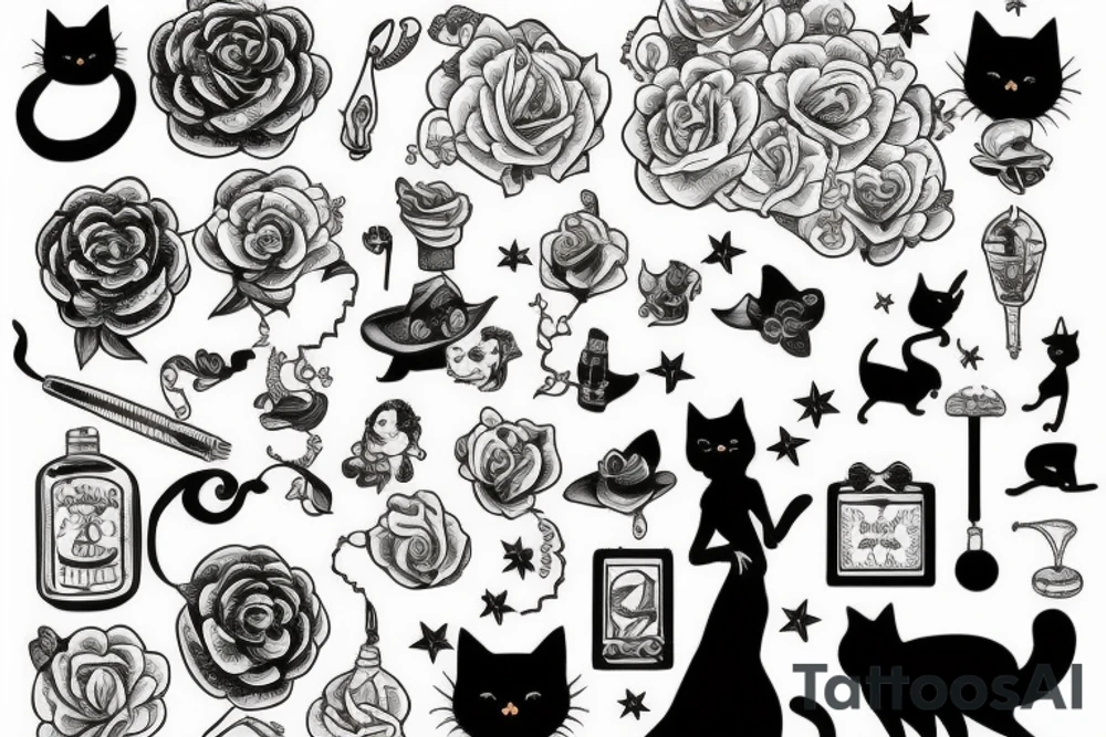 Good witch with black cat tattoo idea