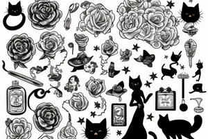 Good witch with black cat tattoo idea