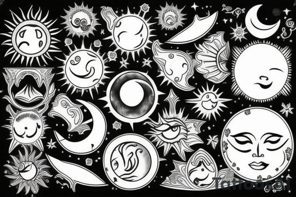 Moon and sun tattoo idea