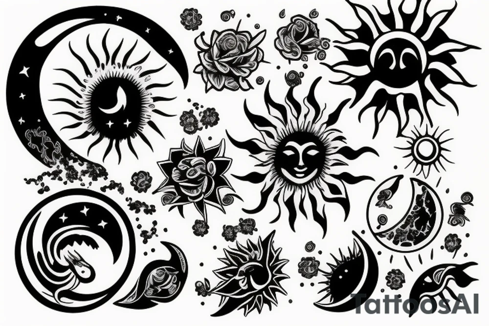 Moon and sun tattoo idea