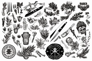 Herbs and knife tattoo idea