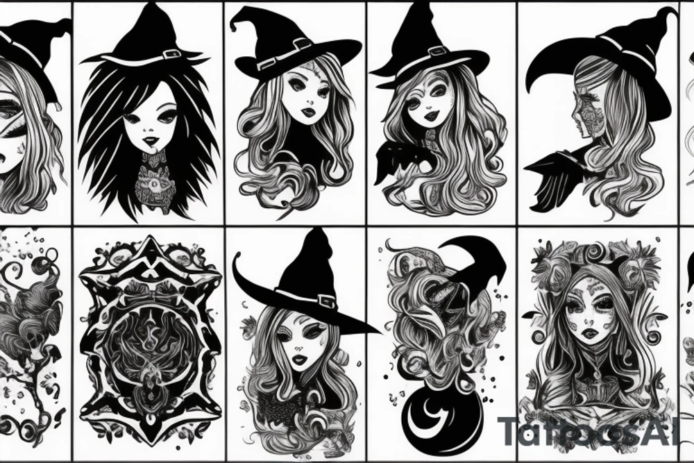 Young witch tattoo idea