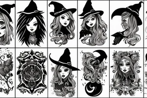 Young witch tattoo idea