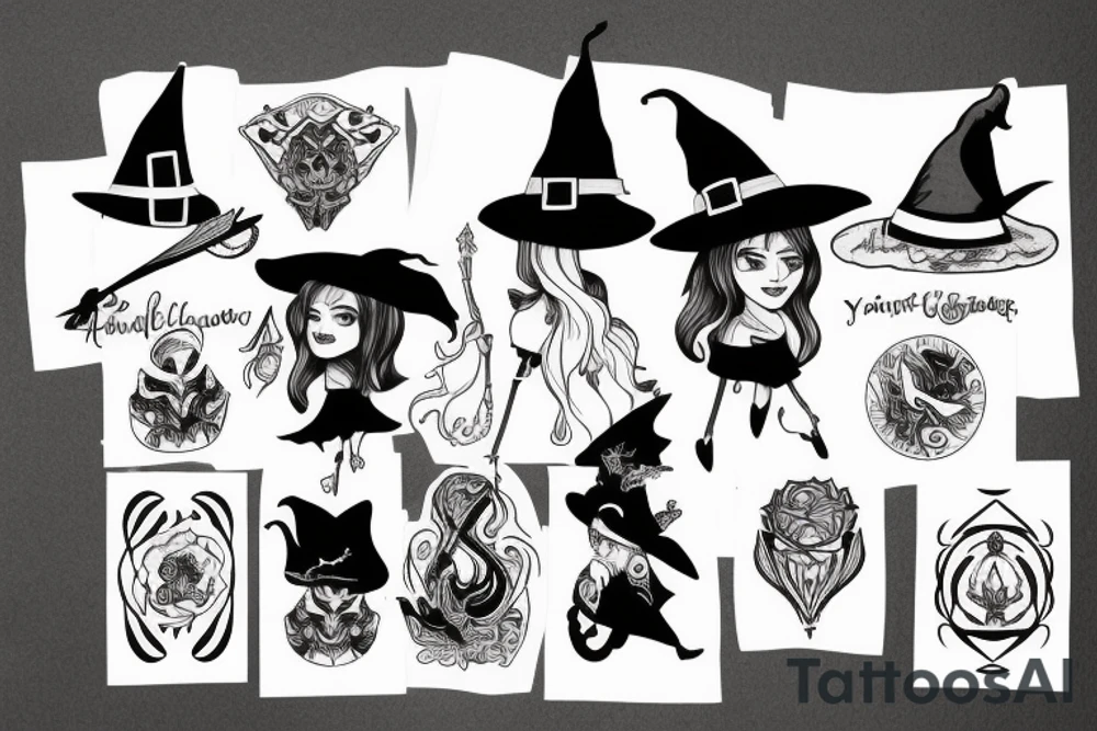 Young witch tattoo idea